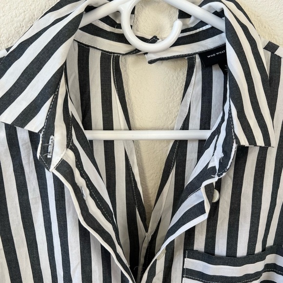 Who What Wear Stripe Long with Tie Belt Dress Pockets - Picture 5 of 11